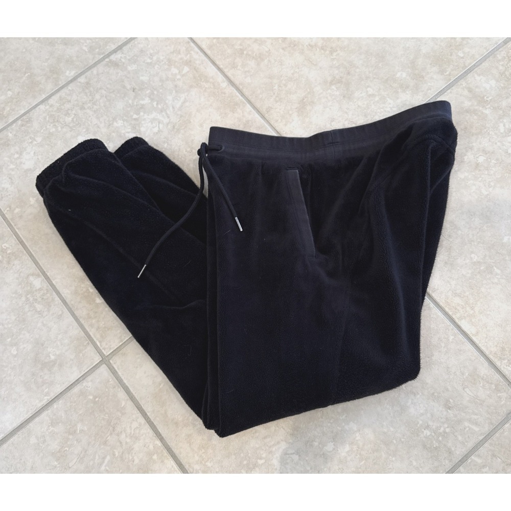 Athleta Recover Cozy Jogger Women's Size M Black Velour Pockets Comfort Lounge